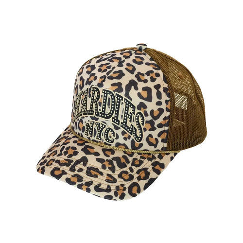 HARDIES HARDWARE - RHINESTONE PRE CURVE TRUCKER HAT "LEOPARD/BLACK"
