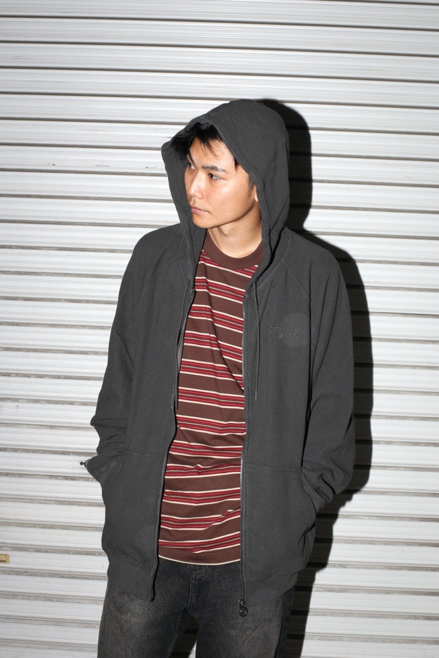 POLAR - Waffle Zip Hoodie "Dirty Black"