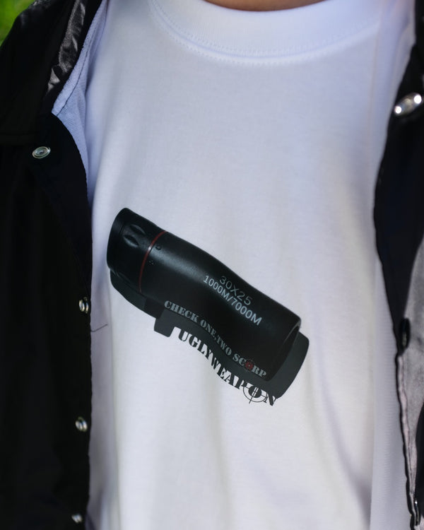 UGLY WEAPON - CHECK ONE TWO TEE "WHITE"