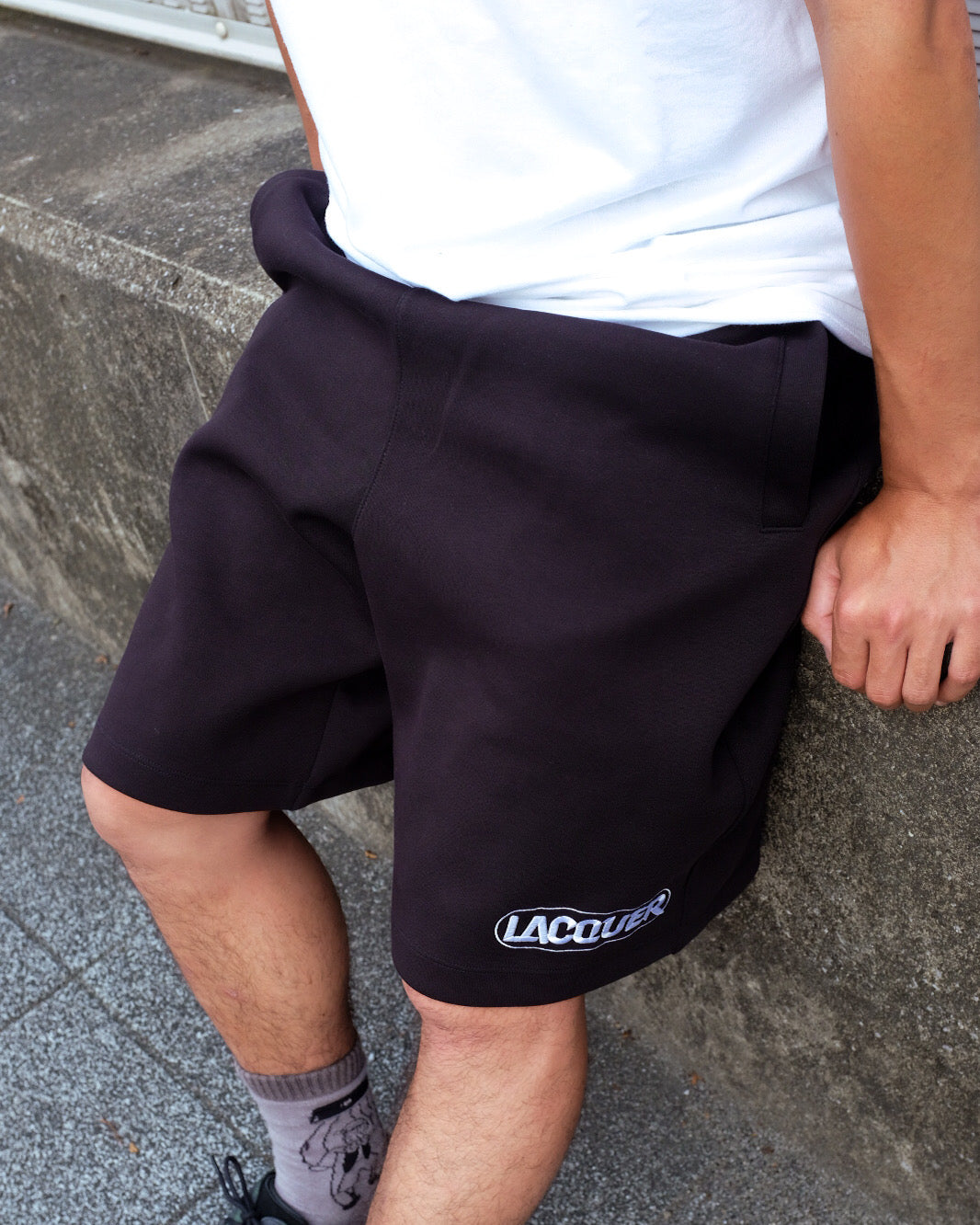 LACQUER - Embroidery Sweat Short "Black"