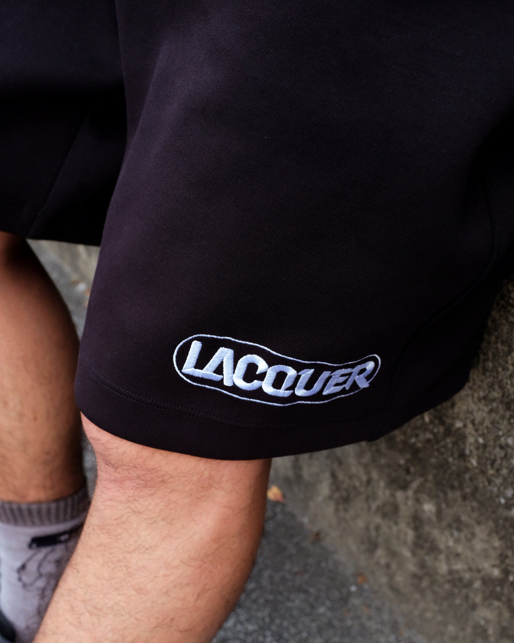 LACQUER - Embroidery Sweat Short "Black"