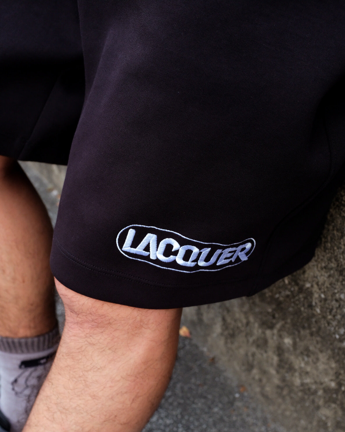 LACQUER - Embroidery Sweat Short "Black"
