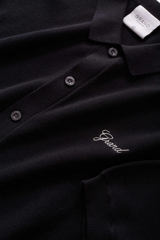 GRAND COLLECTION - Knit Button Up Shirt "Black"