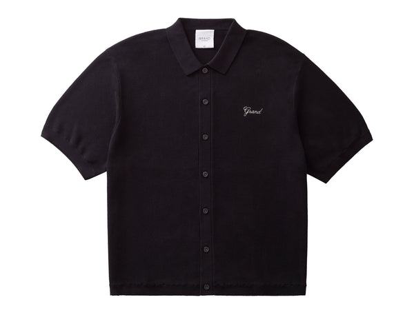 GRAND COLLECTION - Knit Button Up Shirt "Black"