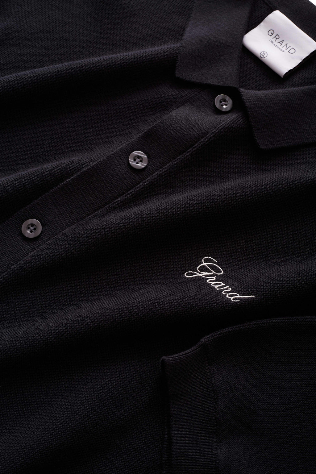 GRAND COLLECTION - Knit Button Up Shirt "Black"