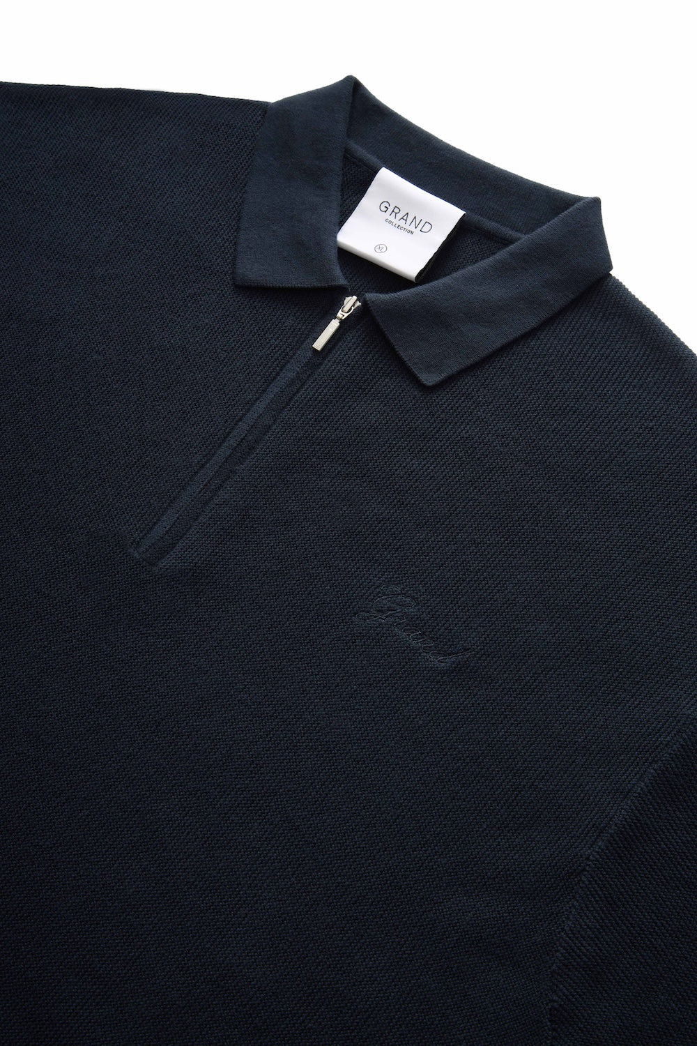 GRAND COLLECTION - Knit Quarter Zip Sweater "Navy"