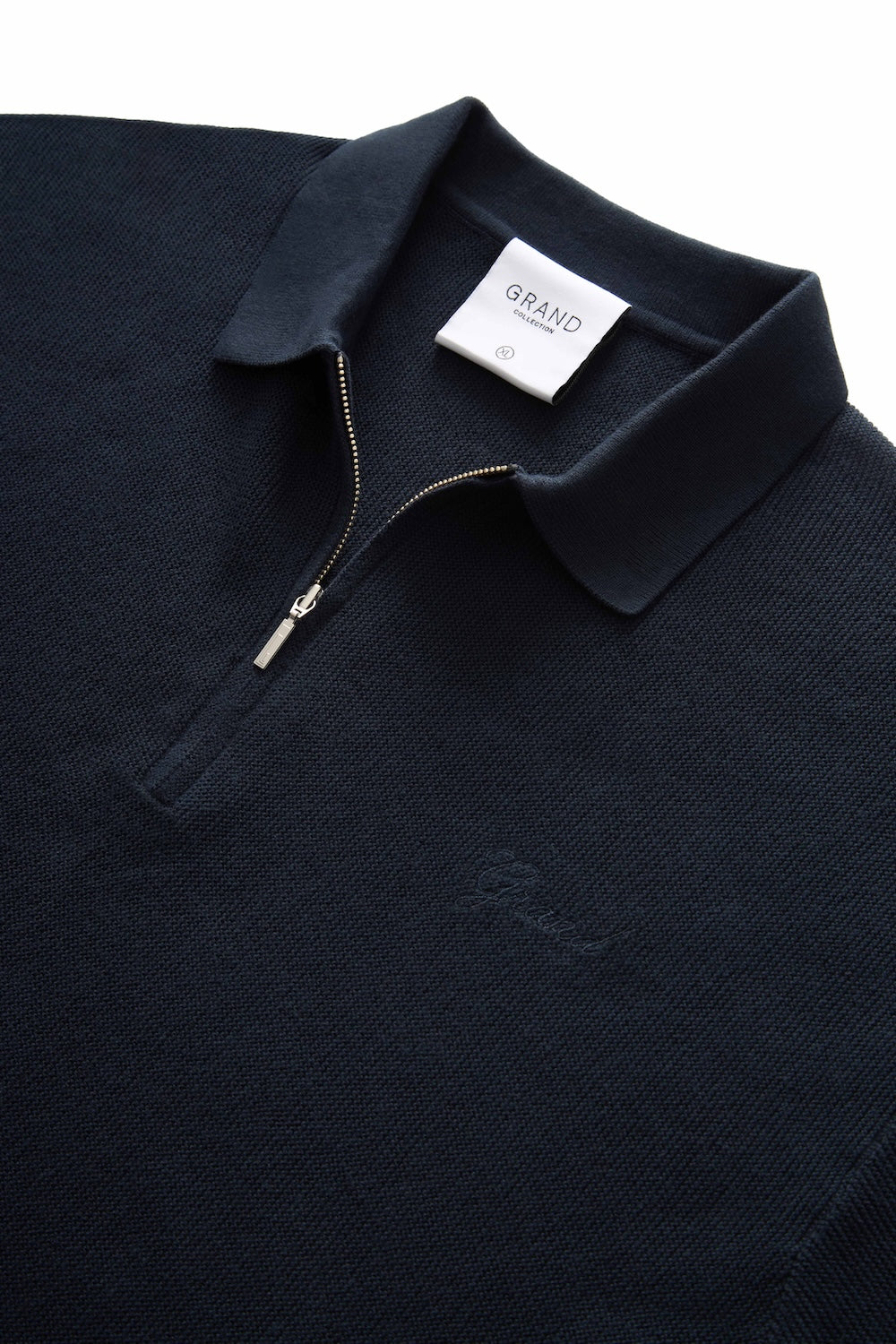 GRAND COLLECTION - Knit Quarter Zip Sweater "Navy"