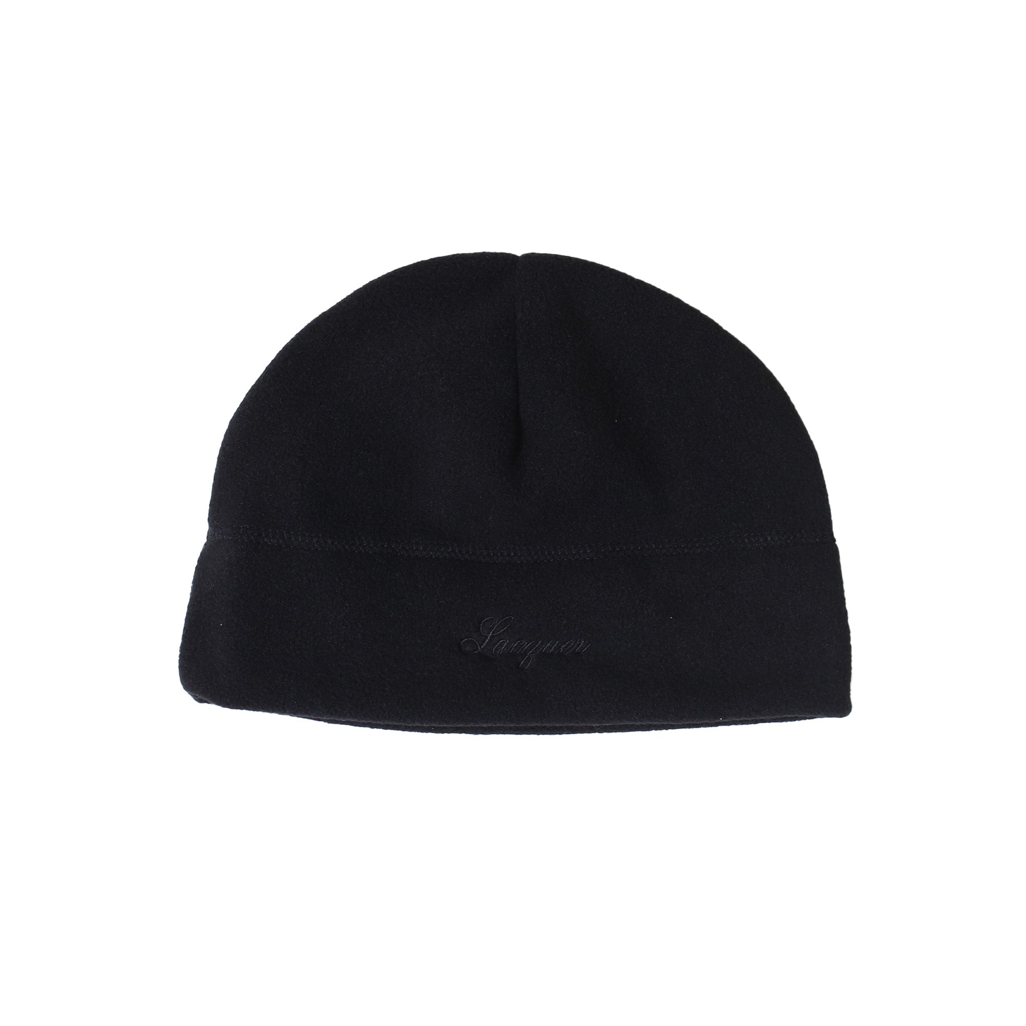 LACQUER - Script Logo Fleece Beanie "Black/Black"