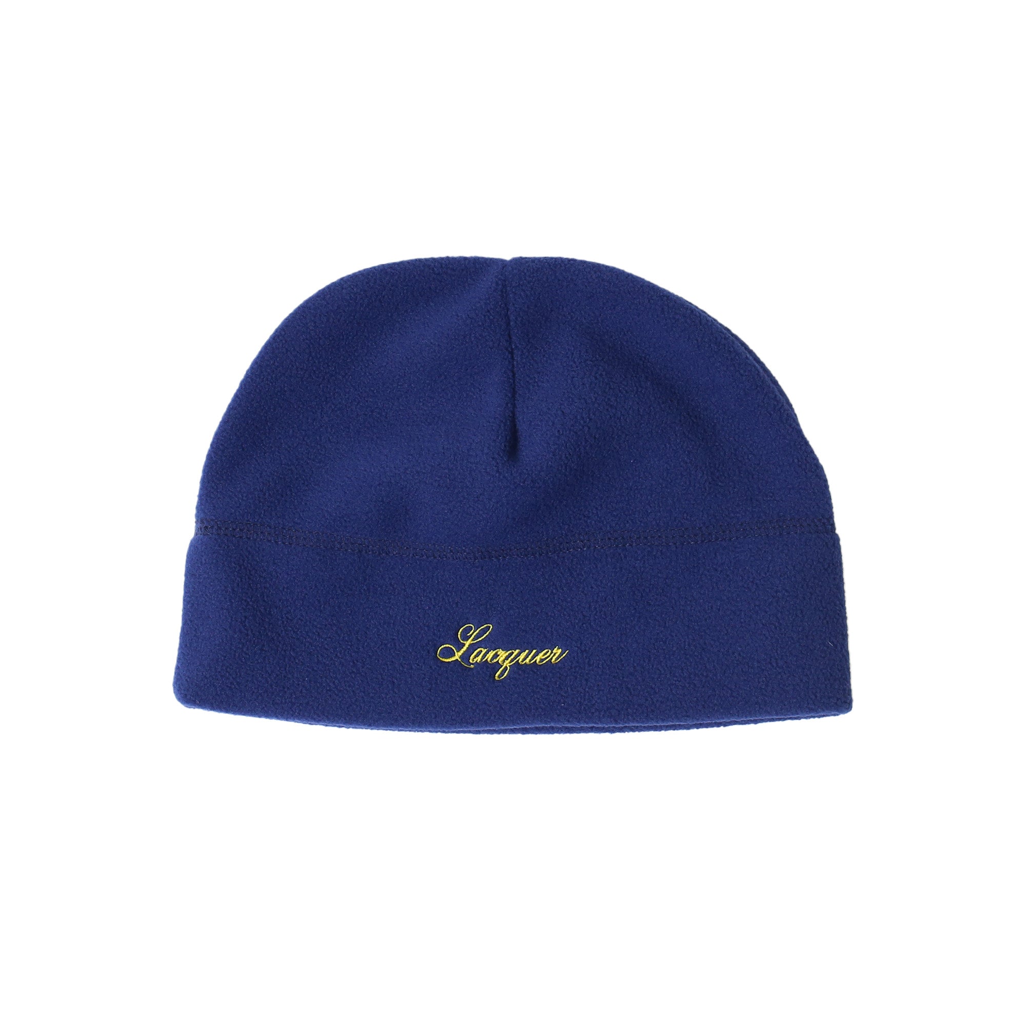 LACQUER - Script Logo Fleece Beanie "Blue/Yellow"