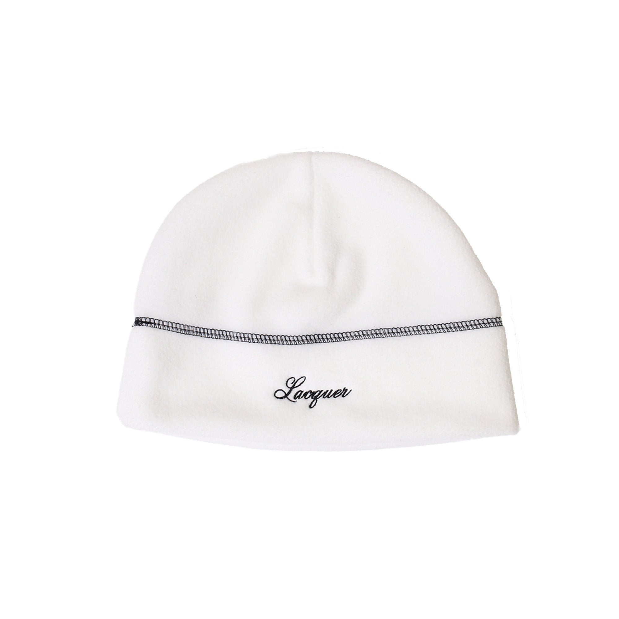 LACQUER - Script Logo Fleece Beanie "White/Black"