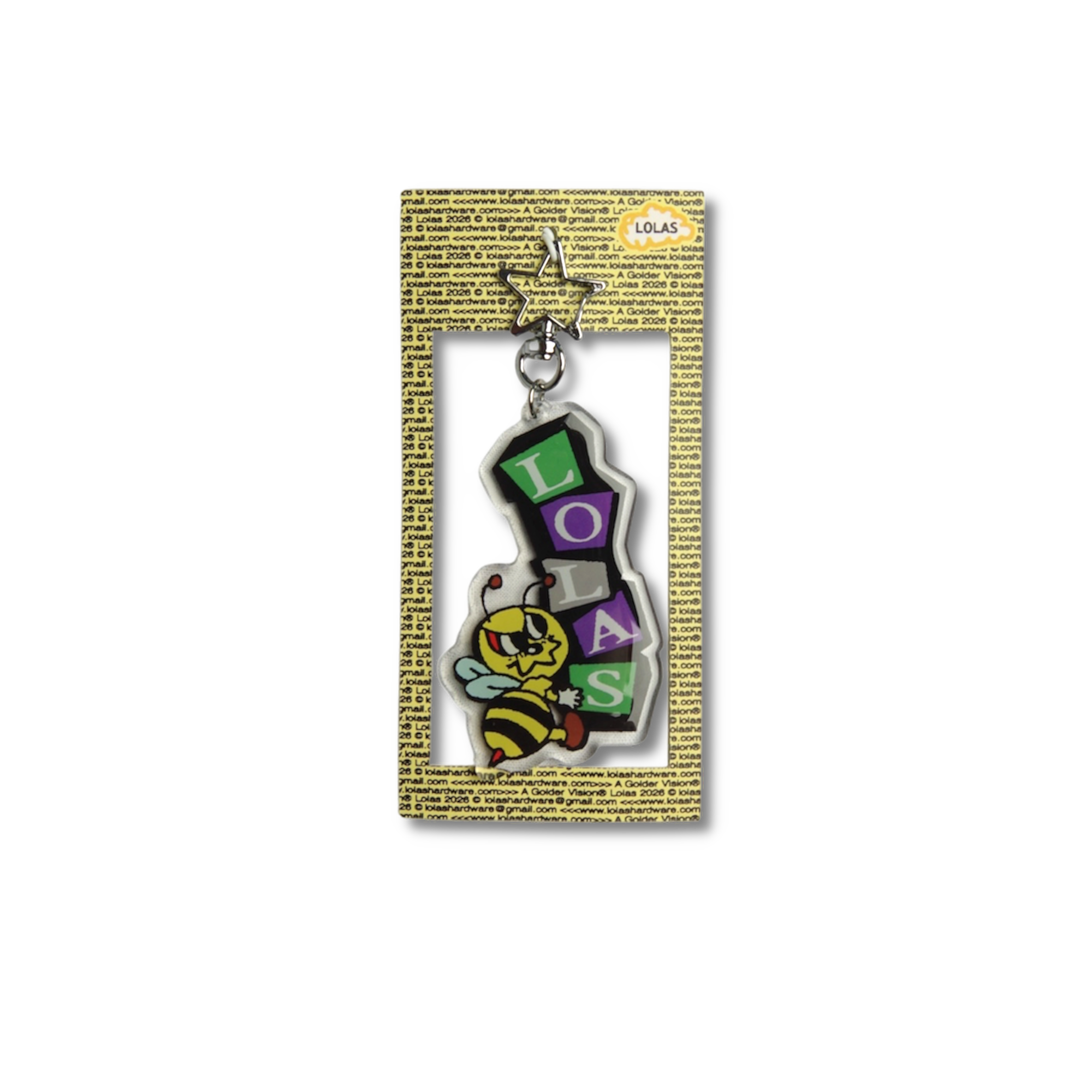 LOLA'S HARDWARE - BEE STAR RESIN KEYCHAIN"Yellow/Green/Purple"