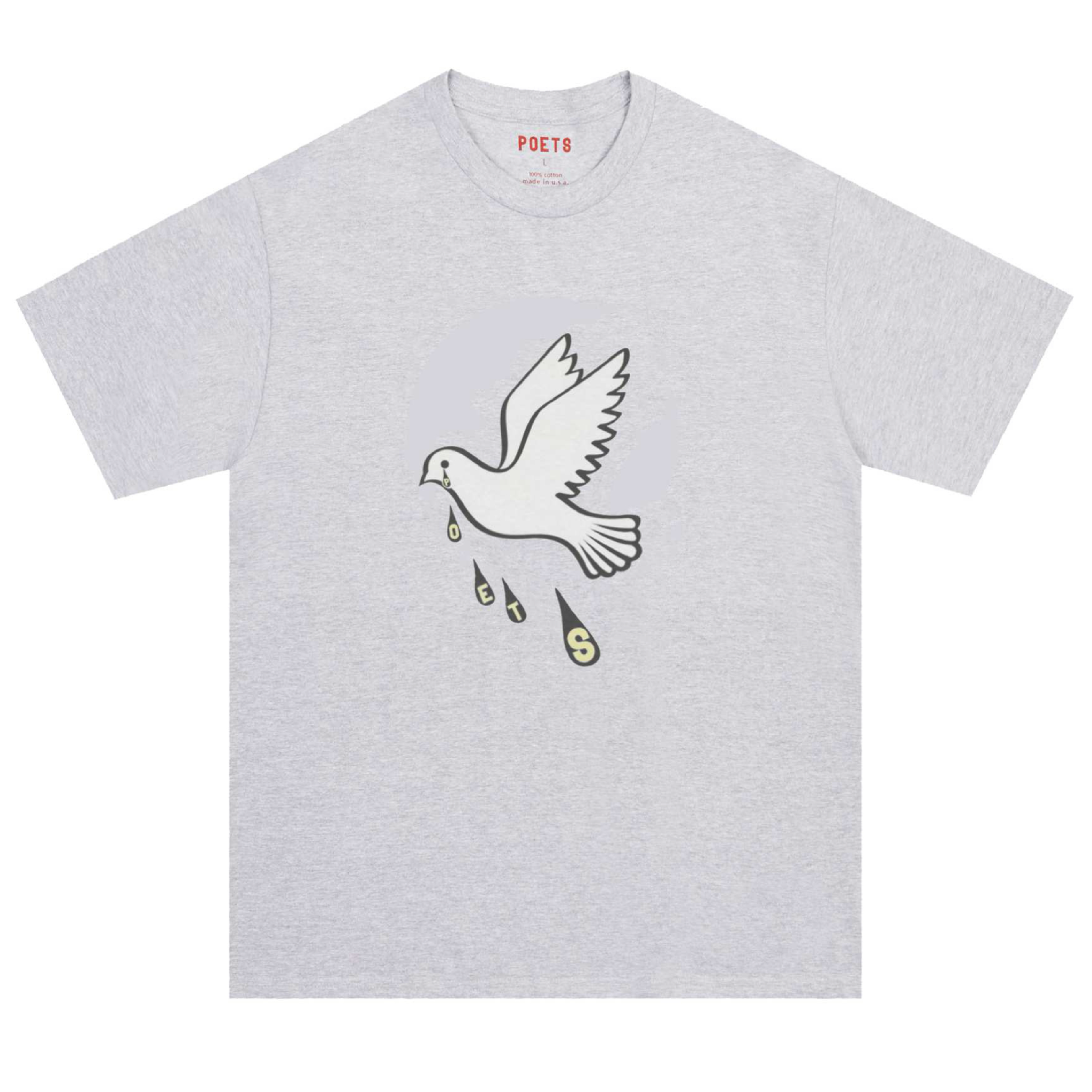 POETS -  MESSAGE DOVE SCREENED T SHIRT "GRAPHITE GREY"