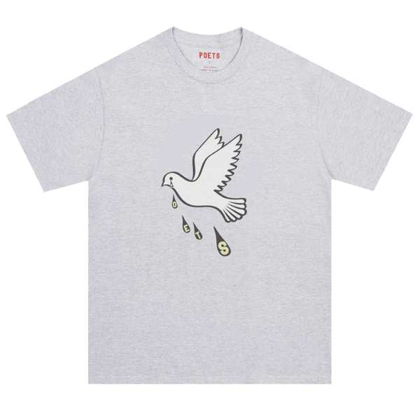POETS -  MESSAGE DOVE SCREENED T SHIRT "GRAPHITE GREY"