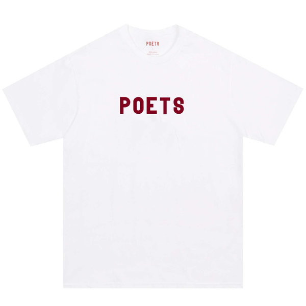 POETS - OG POETS FLOCKED T SHIRT "WHITE/BURGANDY"