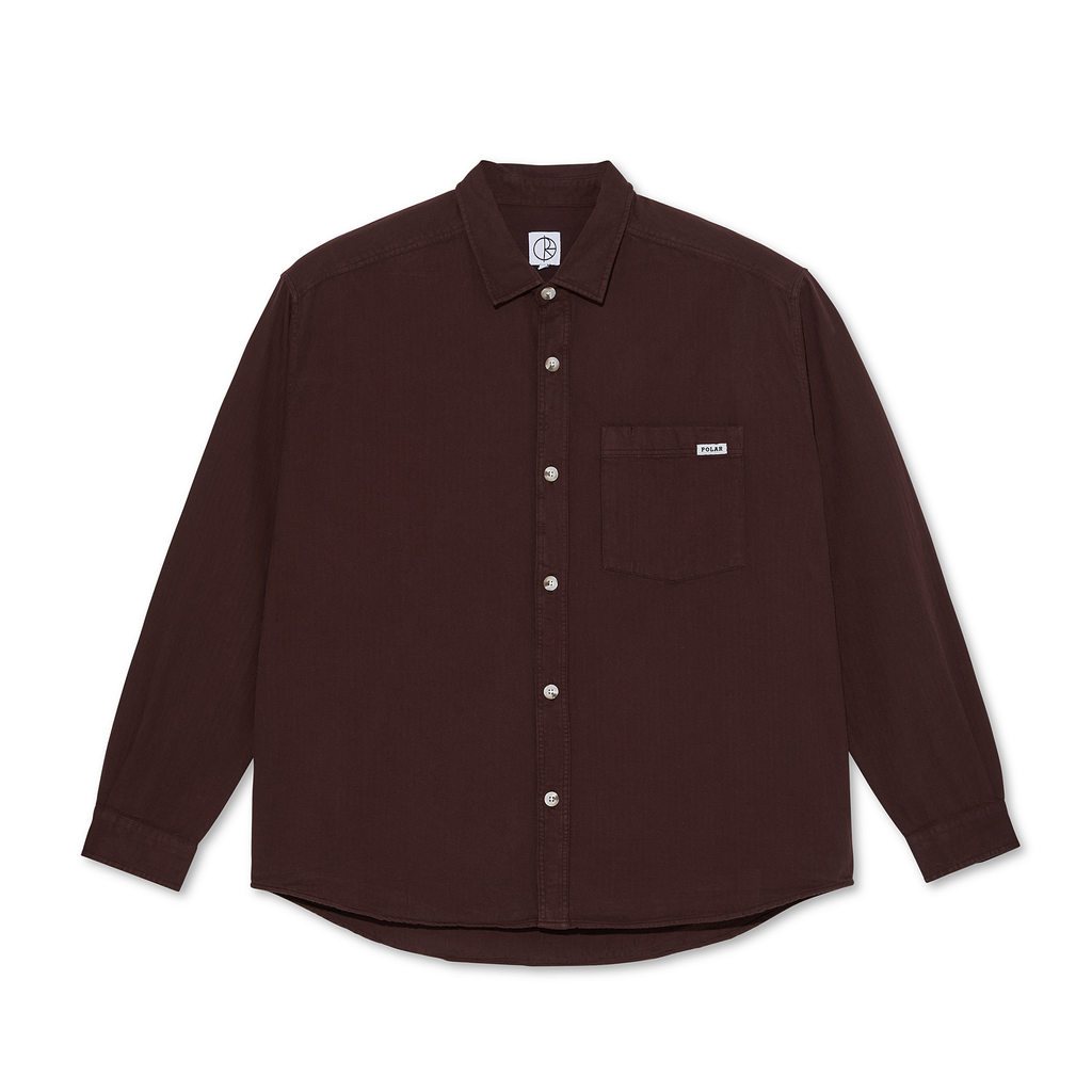 POLAR - Mitchell Herringbone LS Shirt "Wine"
