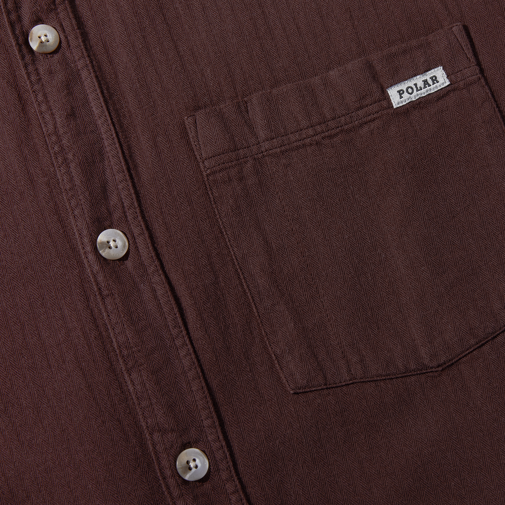 POLAR - Mitchell Herringbone LS Shirt "Wine"