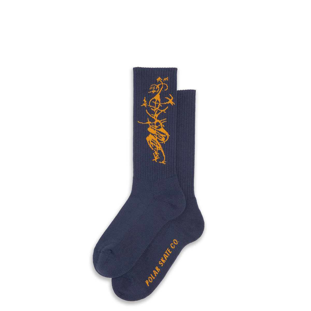 POLAR - Rib Socks | Long | Tribal  "Navy/Yellow"