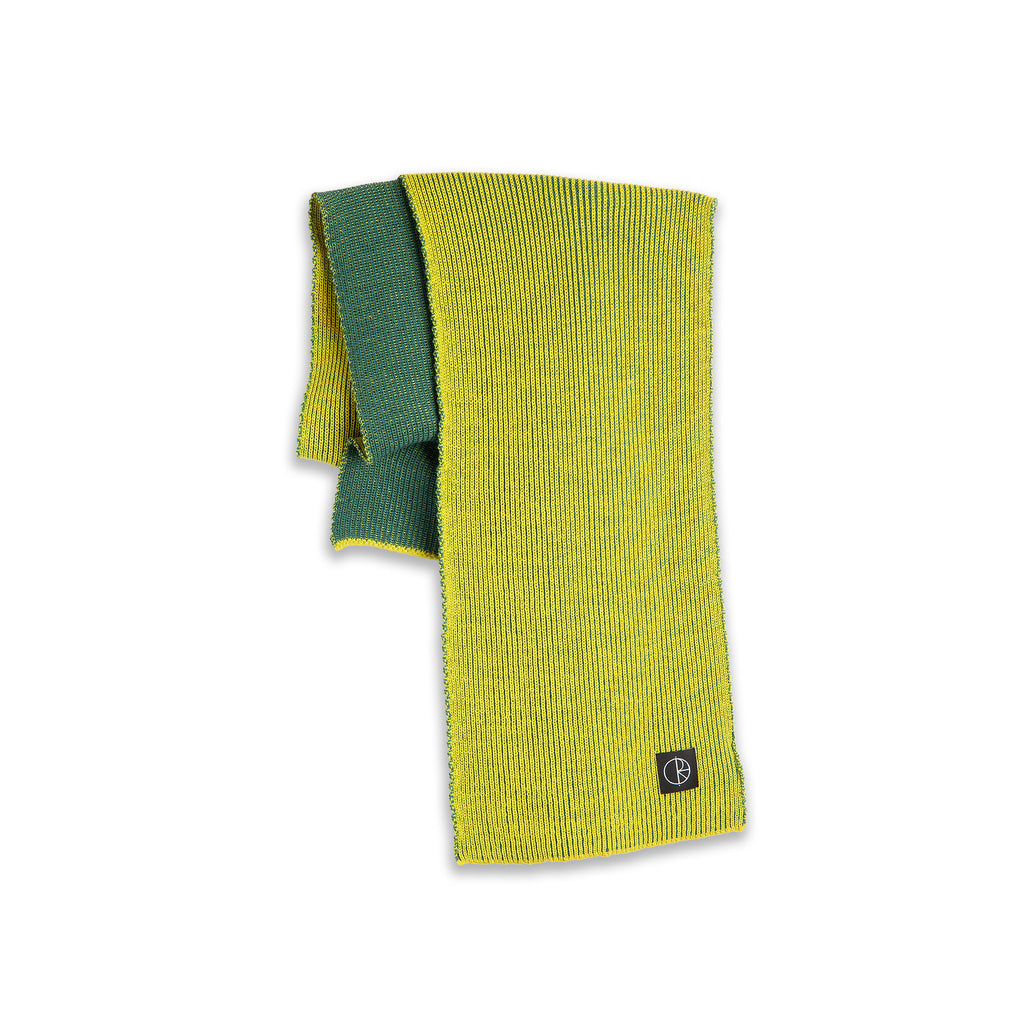 POLAR - Lines Merino Scarf  "Chartreuse/Olive"