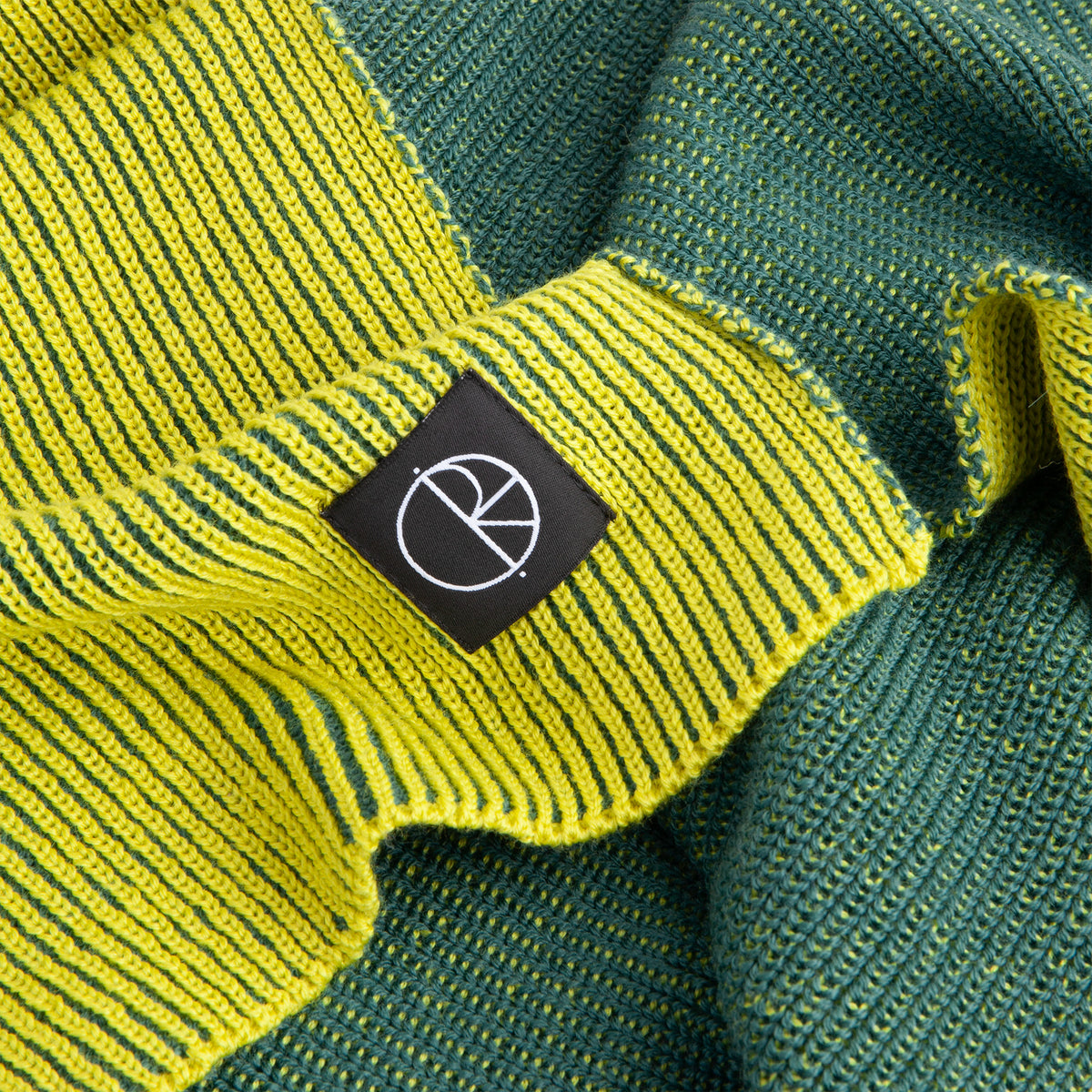 POLAR - Lines Merino Scarf  "Chartreuse/Olive"