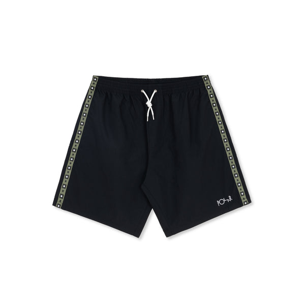 POLAR - Square Stripe Swim Shorts "Black / Jade Green"