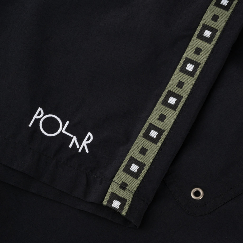 POLAR - Square Stripe Swim Shorts "Black / Jade Green"
