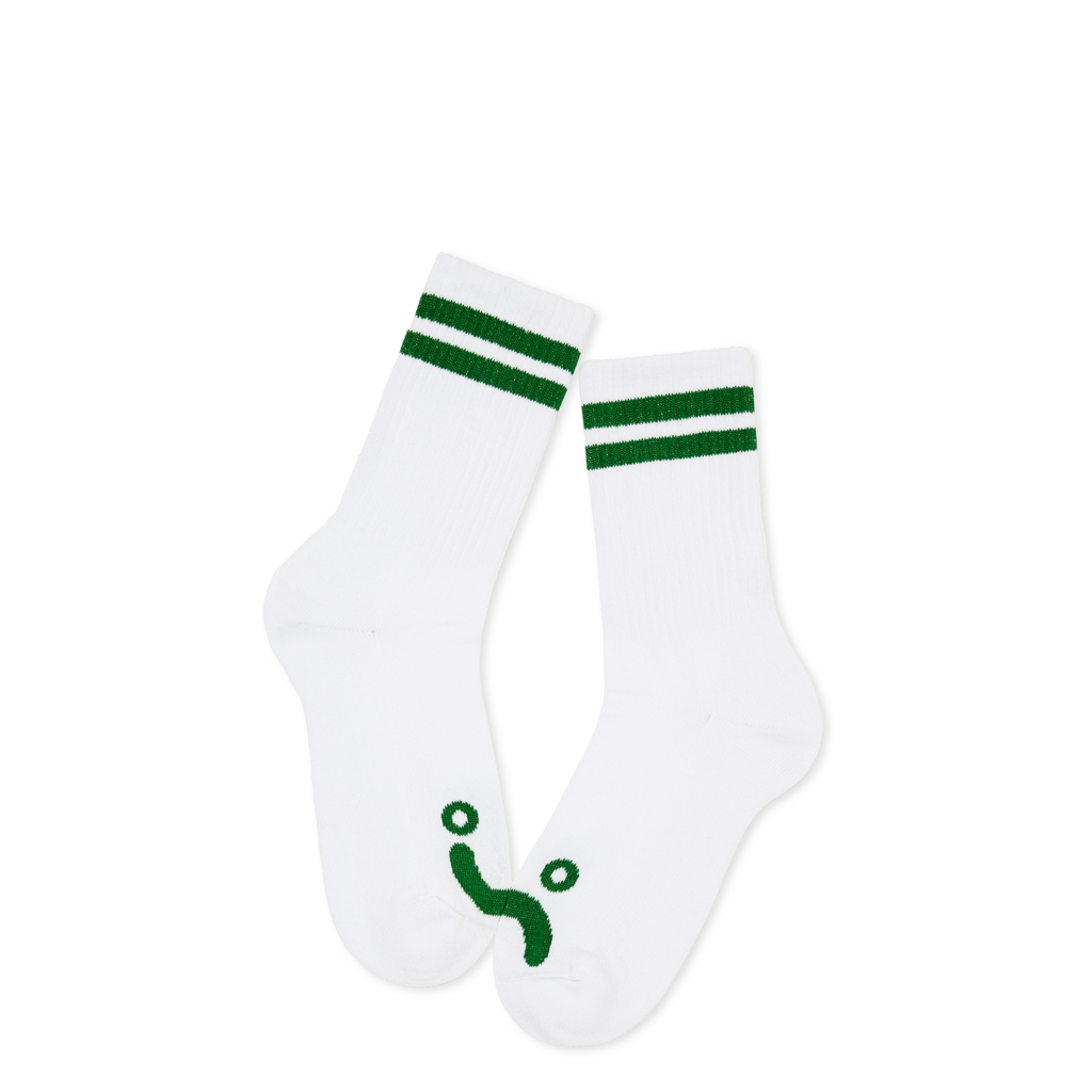 POLAR - Rib Socks | Happy Sad "White/Green"