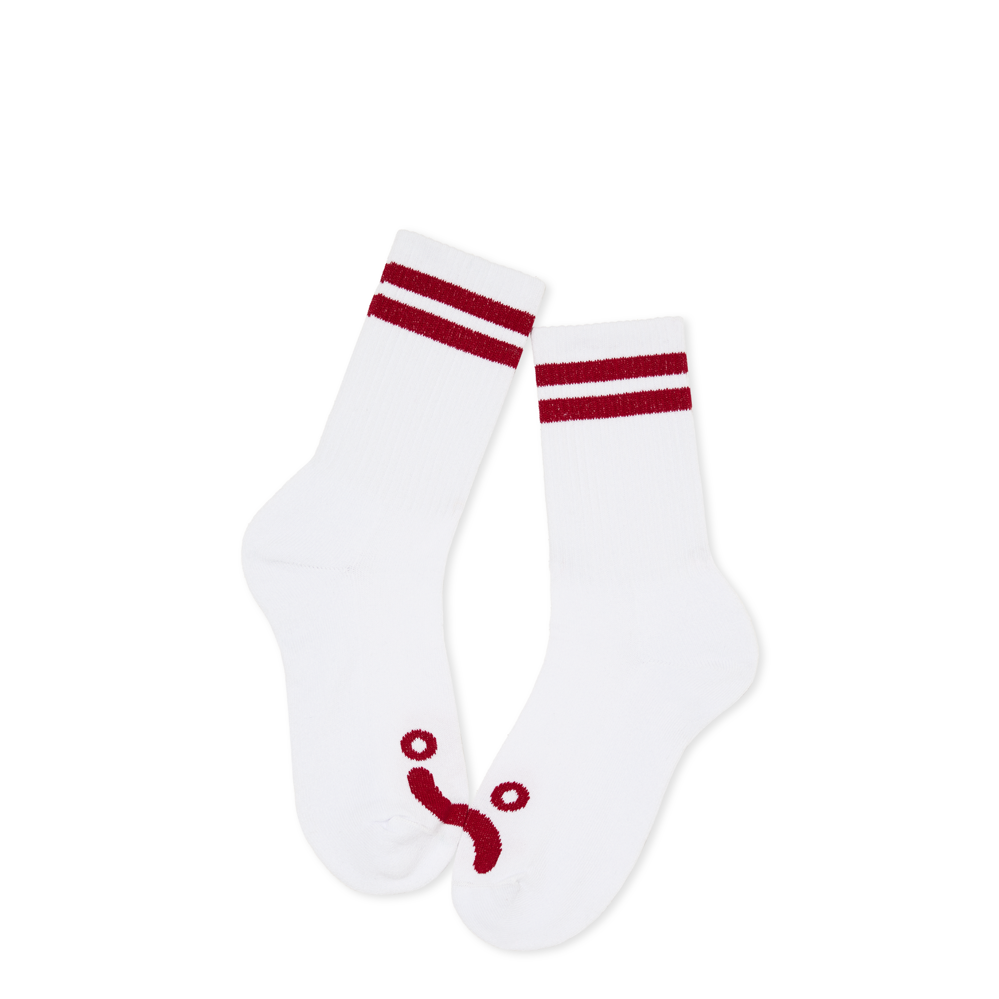 POLAR - Rib Socks | Happy Sad "White/Red"