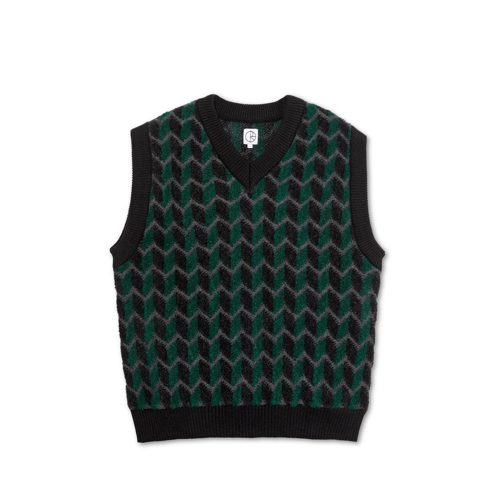 POLAR - Zig Zag Knit Vest "Black / Dark Teal"