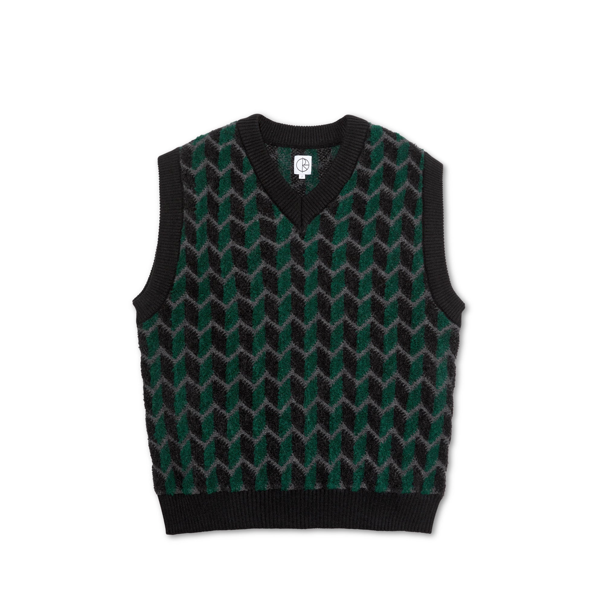 POLAR - Zig Zag Knit Vest "Black / Dark Teal"