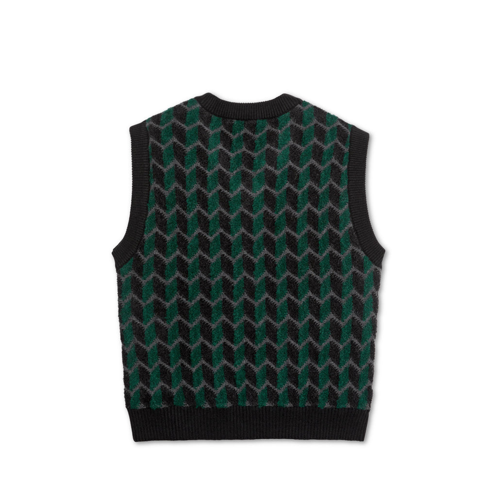 POLAR - Zig Zag Knit Vest "Black / Dark Teal"