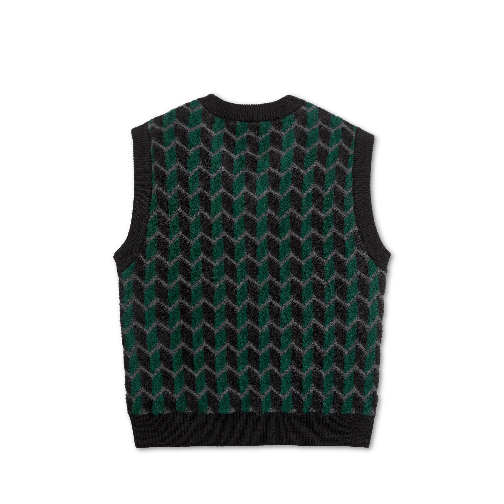 POLAR - Zig Zag Knit Vest "Black / Dark Teal"