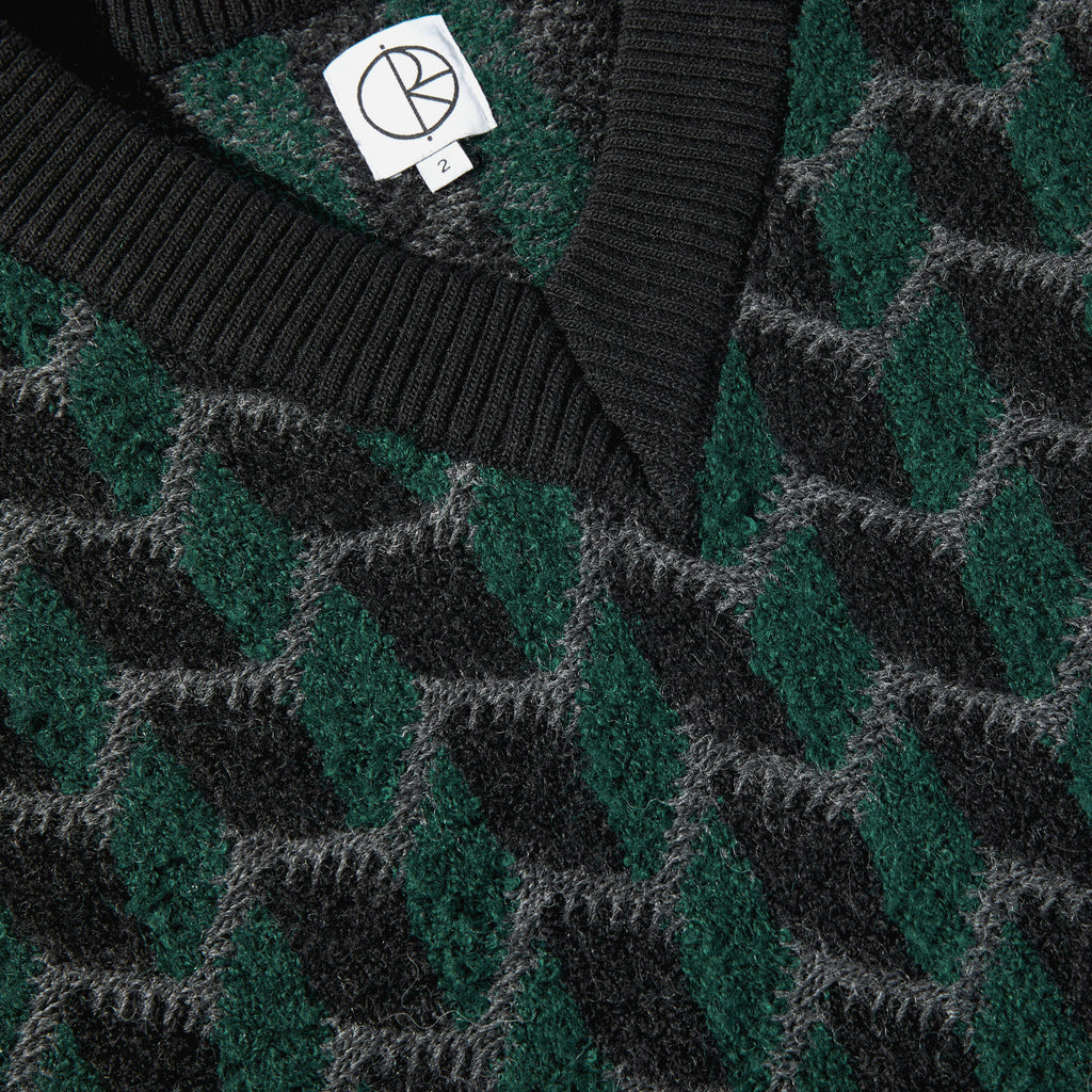 POLAR - Zig Zag Knit Vest "Black / Dark Teal"