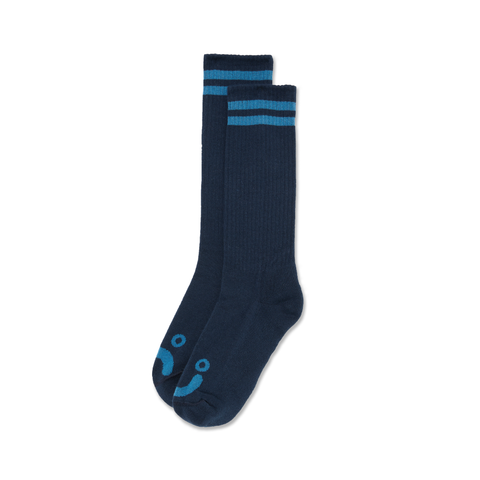 POLAR - Long Rib Socks Happy Sad  "Dark Blue / Blue"