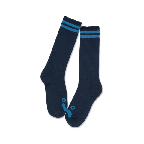 POLAR - Long Rib Socks Happy Sad  "Dark Blue / Blue"