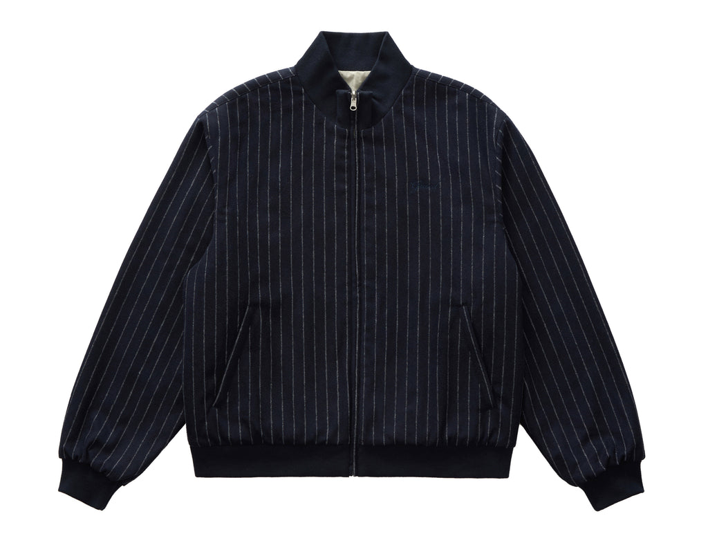 GRAND COLLECTION - Reversible Pinstripe Wool/Cotton Jacket "Stripe/White"