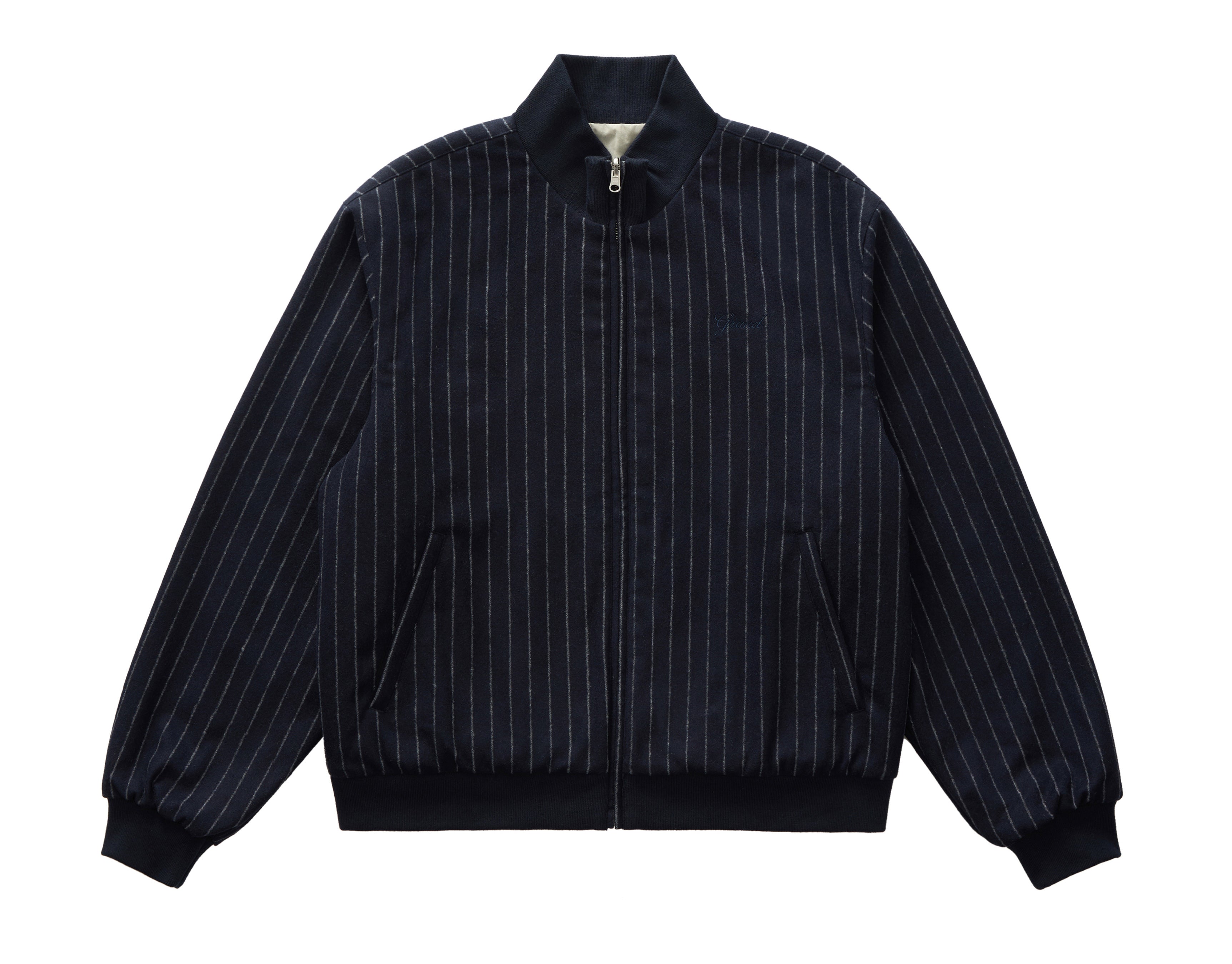 GRAND COLLECTION - Reversible Pinstripe Wool/Cotton Jacket "Stripe/White"