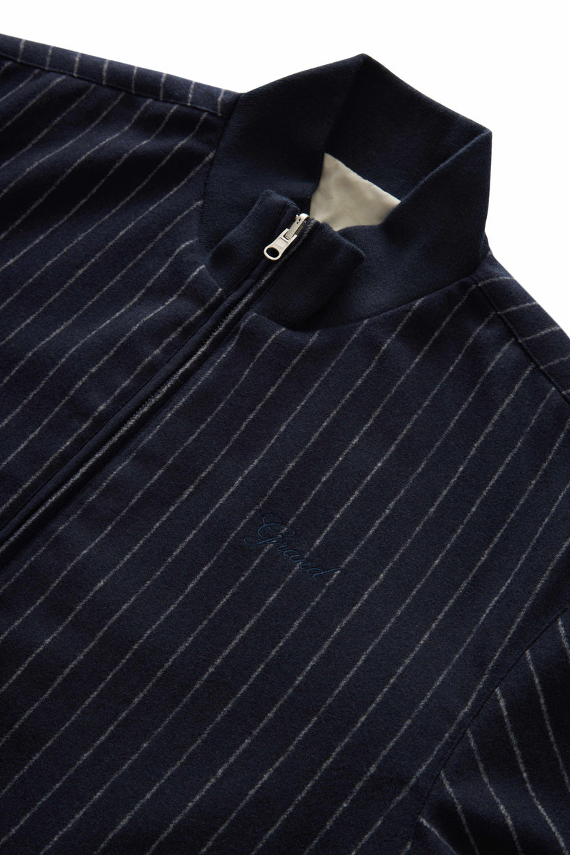 GRAND COLLECTION - Reversible Pinstripe Wool/Cotton Jacket "Stripe/White"