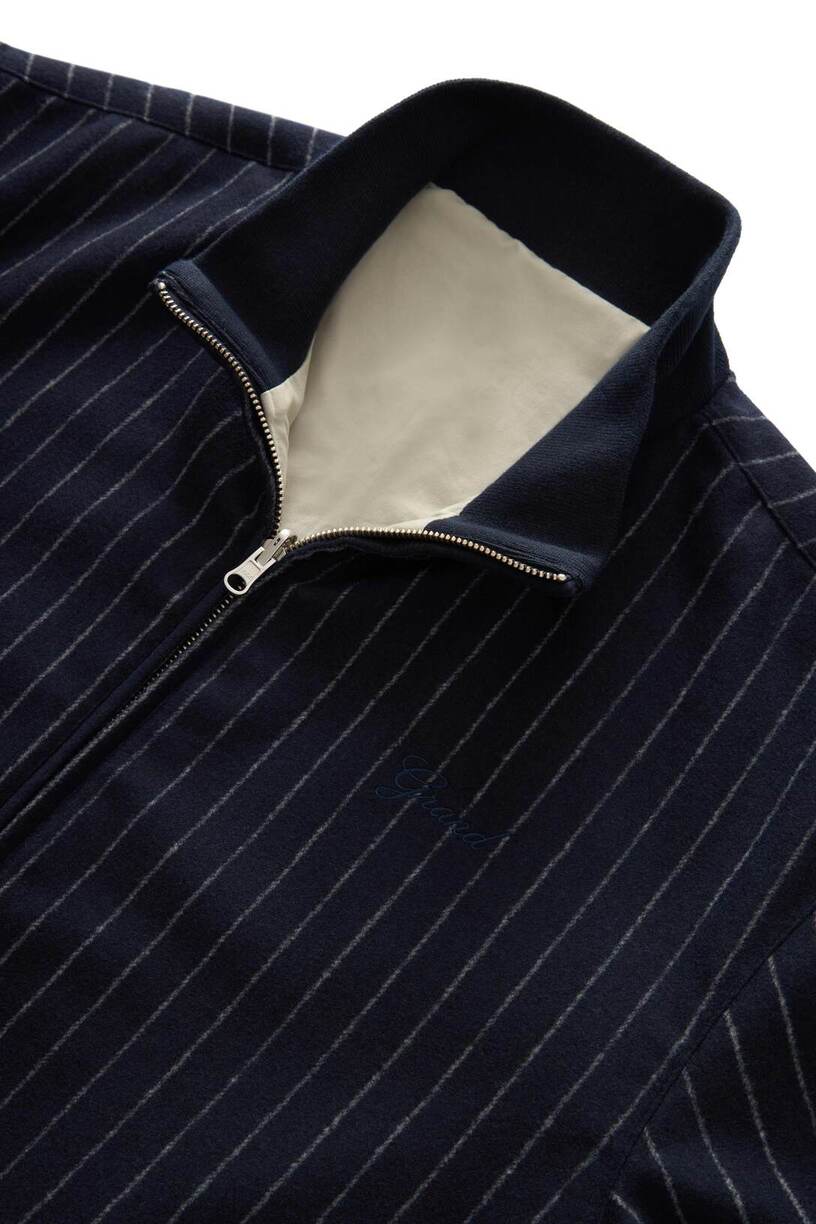 GRAND COLLECTION - Reversible Pinstripe Wool/Cotton Jacket "Stripe/White"