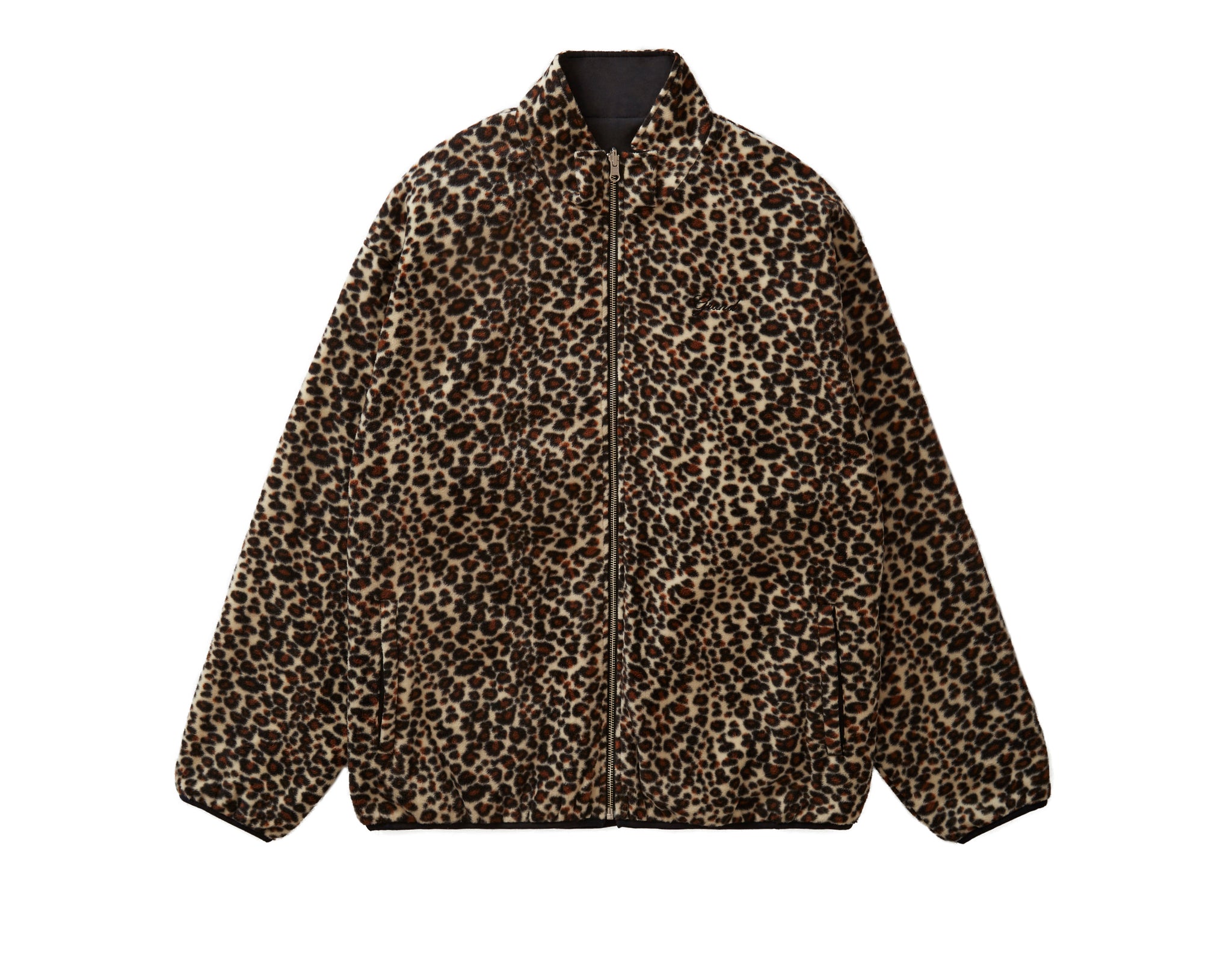 GRAND COLLECTION - Reversible Fleece Leopard Jacket "Leopard / Black"