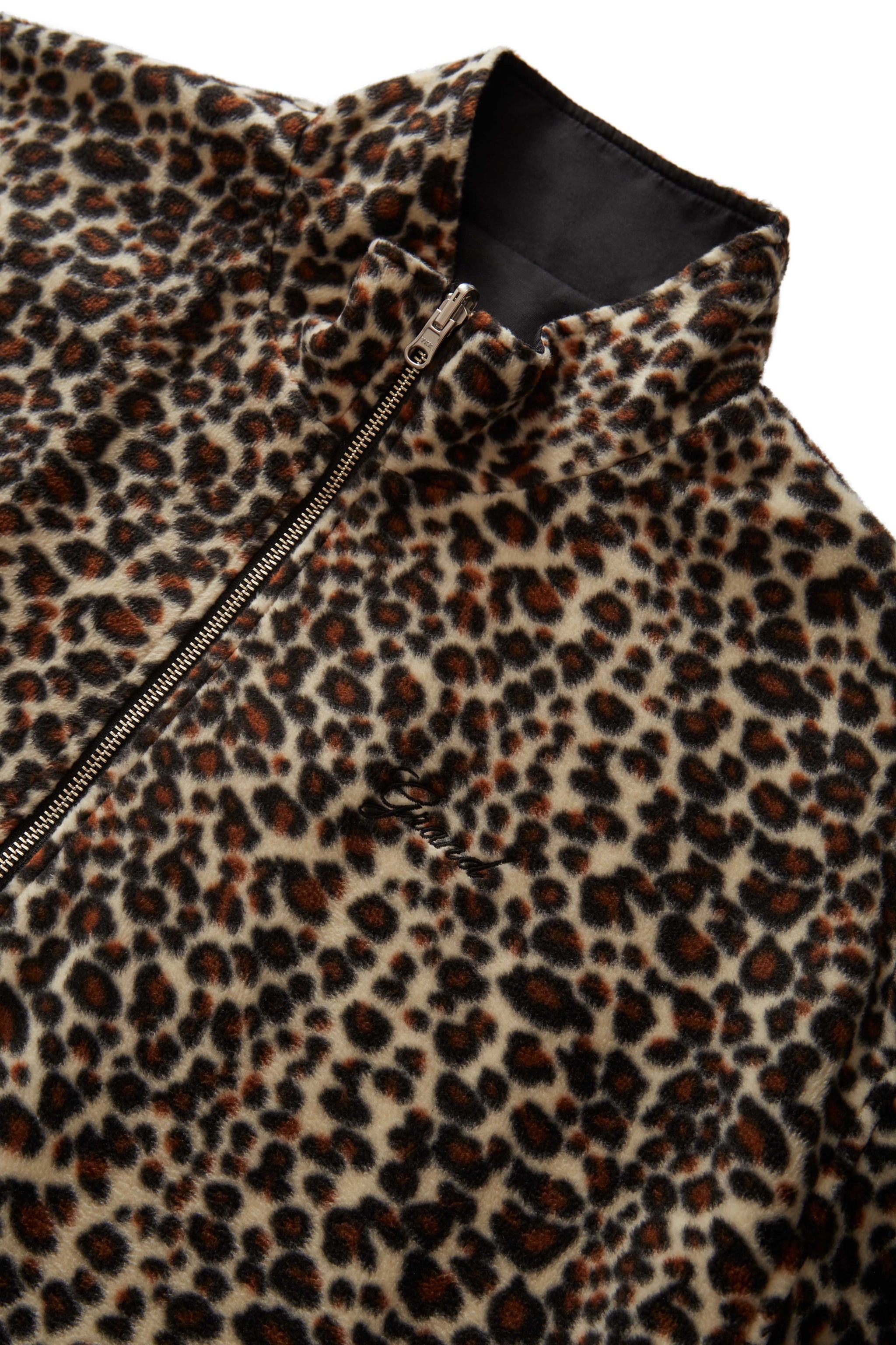 GRAND COLLECTION - Reversible Fleece Leopard Jacket "Leopard / Black"