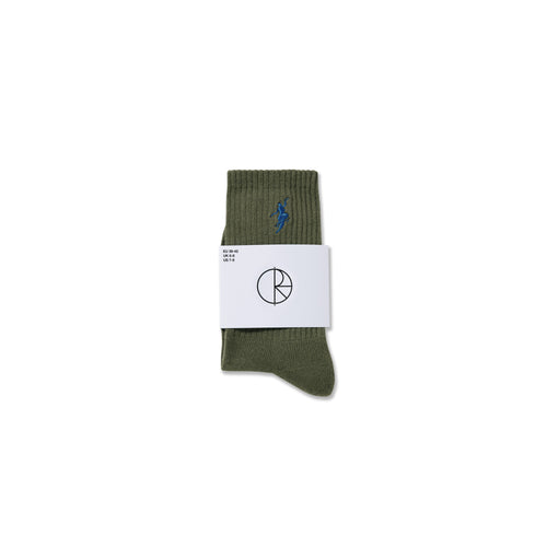 POLAR - Rib Socks | No Comply "Dusty Olive / Blue"