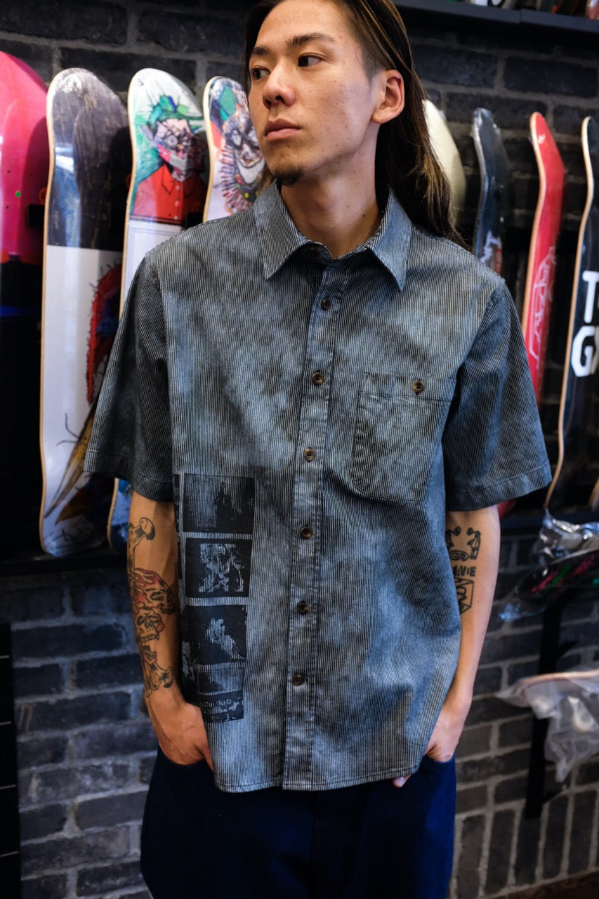 GX1000 - Short Sleeve Button Down "Over Dyed / Bleach Spots"