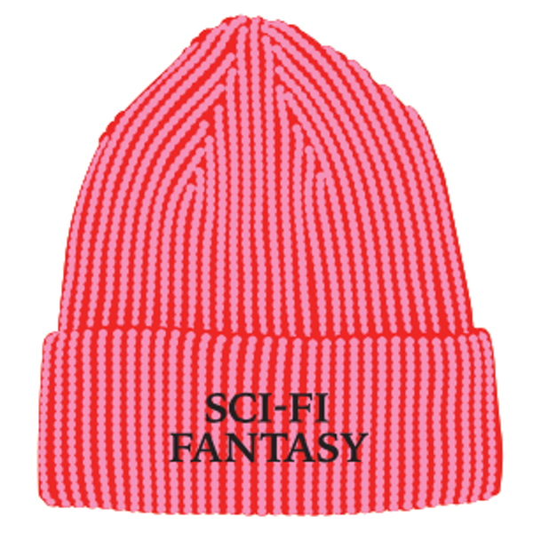 SCI-FI FANTASY - LOGO BEANIE "Pink/Dark Red"