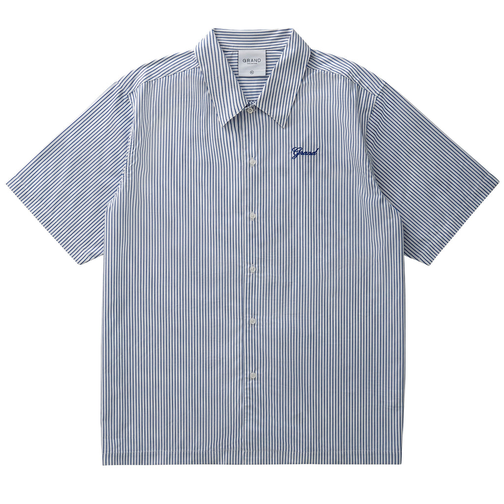 GRAND COLLECTION - Striped Poplin Shirt "Blue"