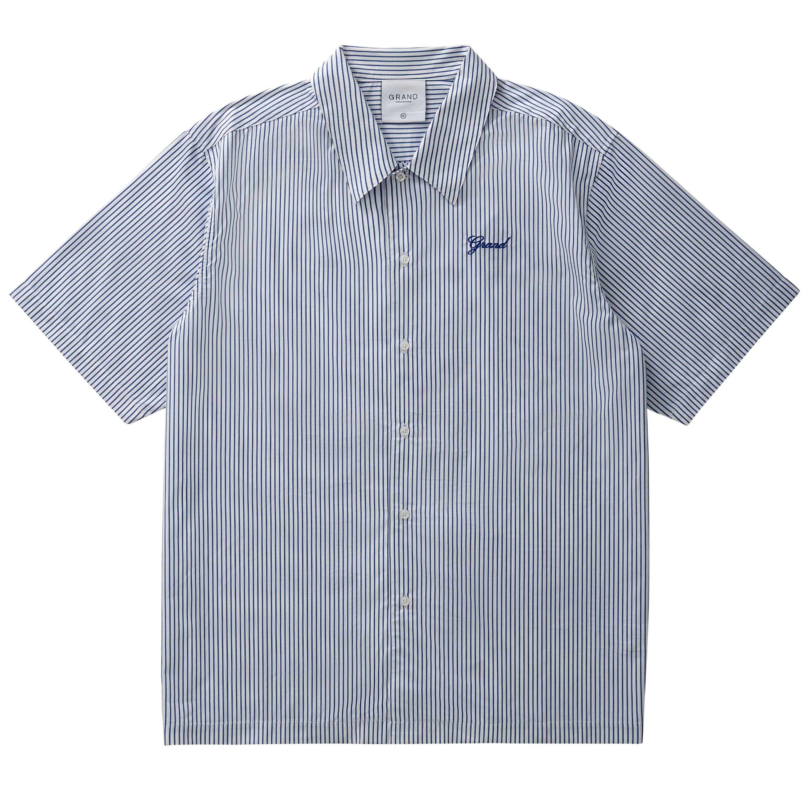 GRAND COLLECTION - Striped Poplin Shirt "Blue"