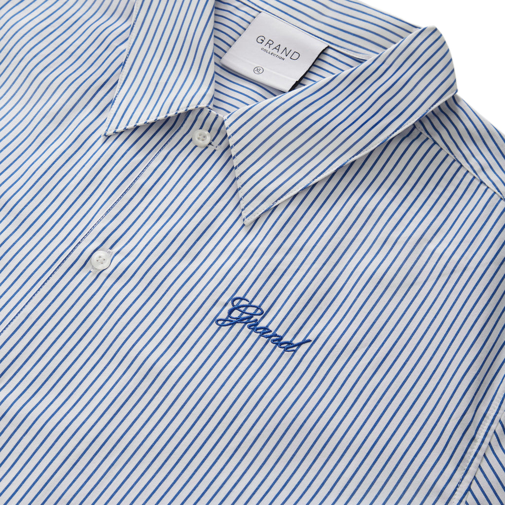 GRAND COLLECTION - Striped Poplin Shirt "Blue"
