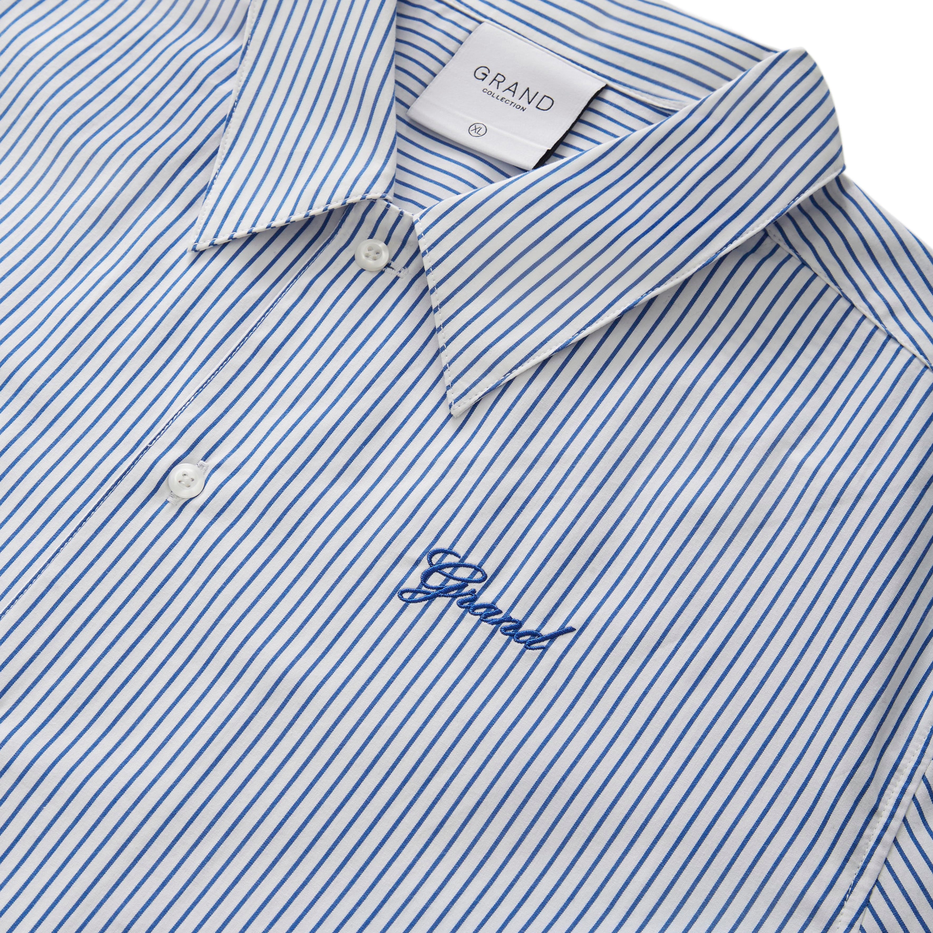 GRAND COLLECTION - Striped Poplin Shirt "Blue"