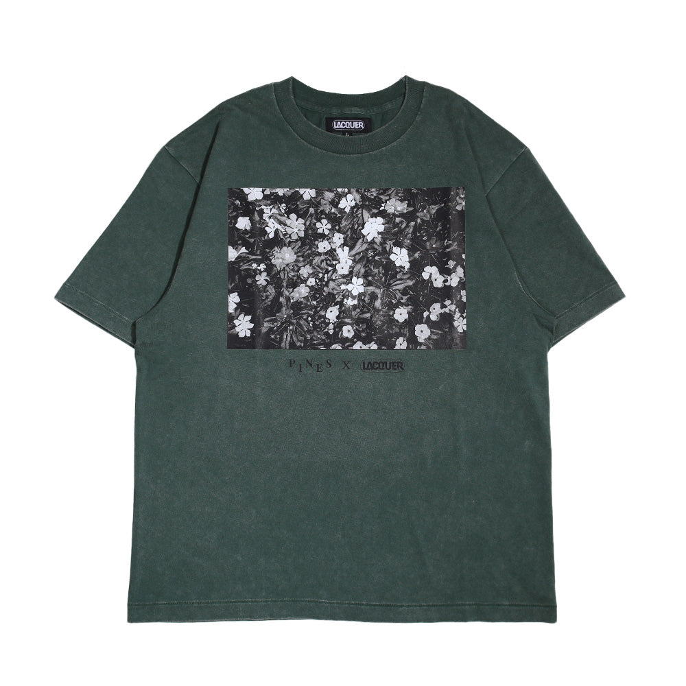 LACQUER x PINES - White Flower Tee "Washed Green"