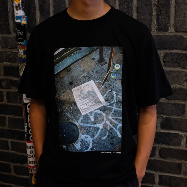UGLY WEAPON - NEWS PAPER TEE "BLACK"