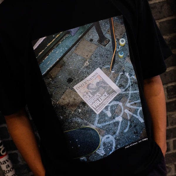 UGLY WEAPON - NEWS PAPER TEE "BLACK"